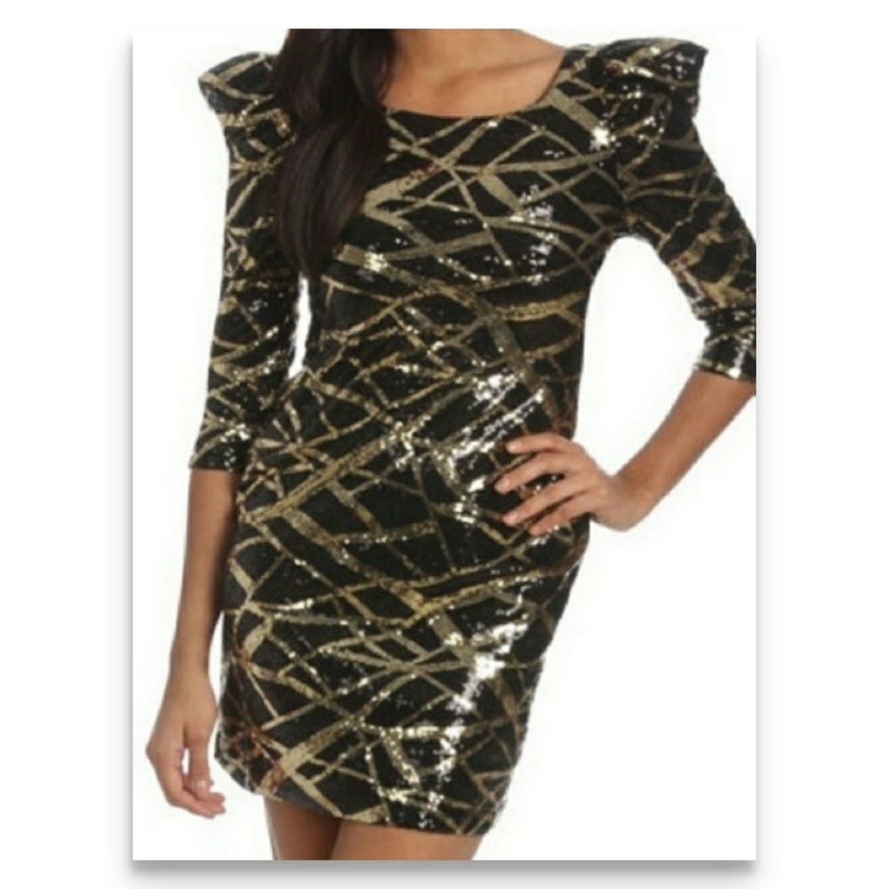 NWT Arden B size sequined black/gold